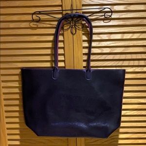 Zippered over the shoulder bag w/inner shiny pouch